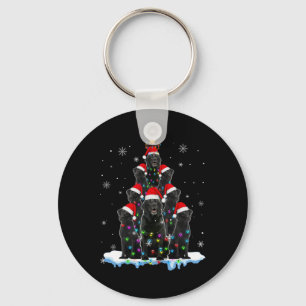 Porte-clés Black Labrador Père Noël Arbres de Noël Lumières N