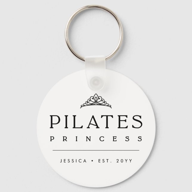 Porte-clés Black Minimalist Personalized Pilates Princess (Recto)