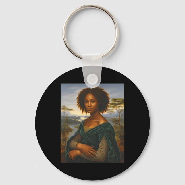 Porte-clés Black Mona Lisa Graphique Afro Afro-Américaine Jui (Recto)