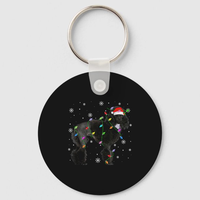 Porte-clés Black Odle Dog Christmas Lights Funny Santa Hat Do (Recto)