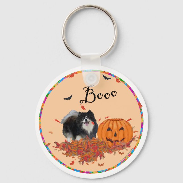 Porte-clés Black Pomeranian Halloween (Recto)