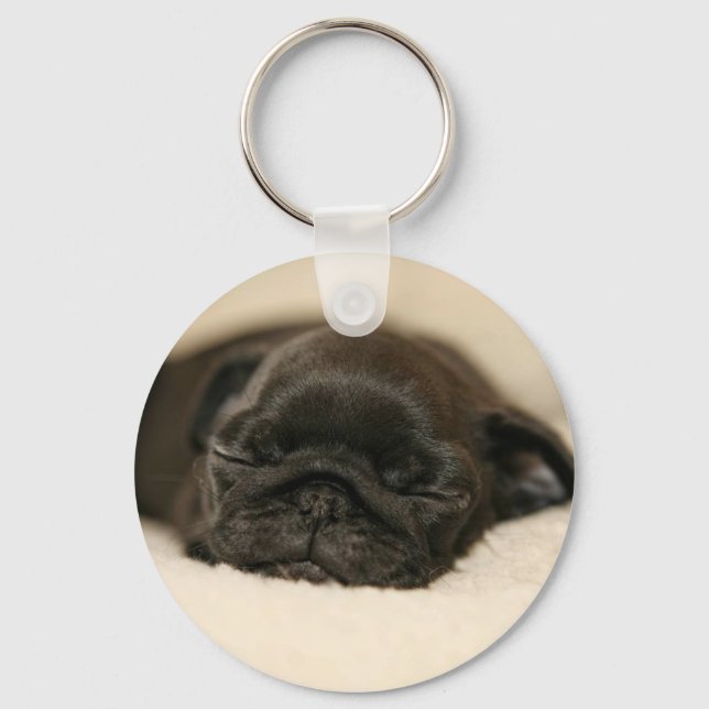 Porte-clés Black Pug Puppy Sleeping (Recto)