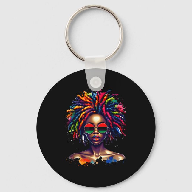 Porte-clés Black Queen Dripng Afro Melanin Black History Mont (Recto)