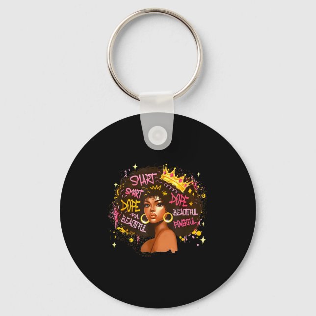 Porte-clés Black Queen Dripng Afro Melanin Black History Mont (Recto)