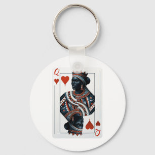 Porte-clés Black Queen Of Hearts Card Deck Jeu Fier Black W