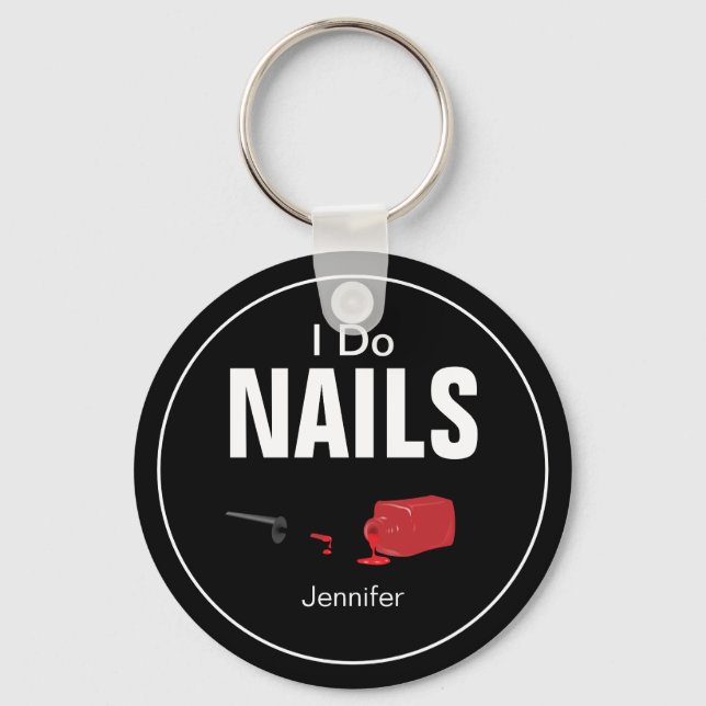 Porte-clés Black Red Modern I Do Nails (Technicien Nail) (Recto)