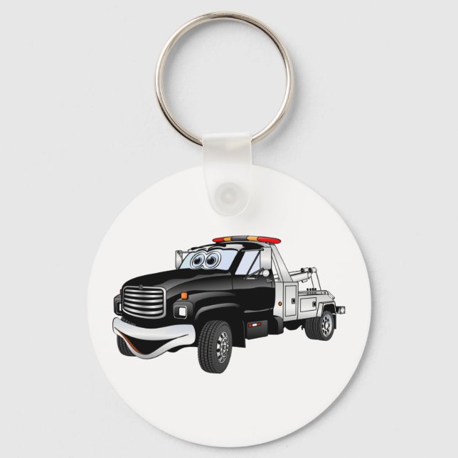 Porte-clés Black Silver Tow Truck Cartoon (Recto)