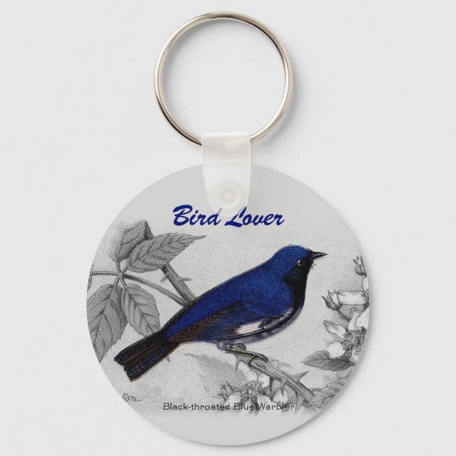 Porte-clés Black Throated Blue Warbler Customizable (Recto)