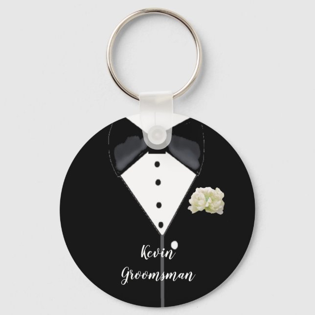 Porte-clés Black Tuxedo Wedding Groomsman Keychain (Recto)