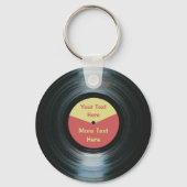 Porte-clés Black Vinyl Music Red and Yellow Record Keyring (Front)