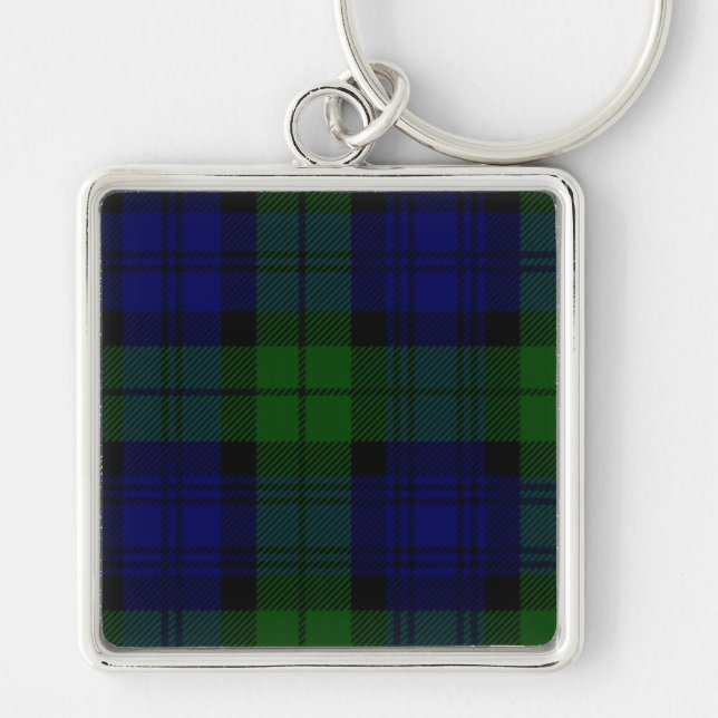 Porte-clés Black Watch Tartan bleu vert Plaid (Devant)
