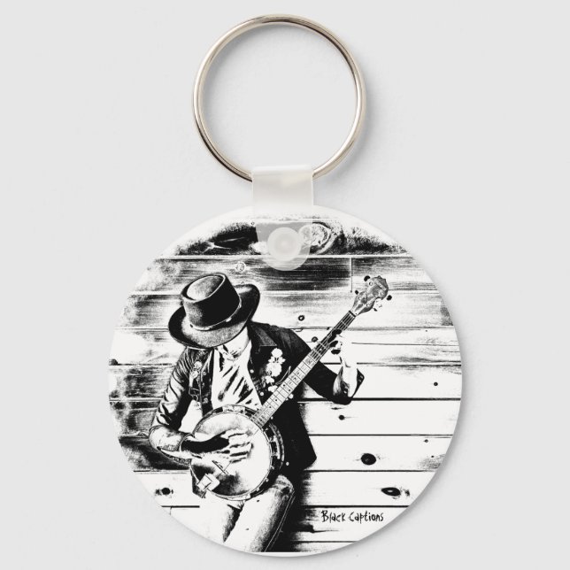 Porte-clés Black & White Banjo Man - Cercle clé (Recto)