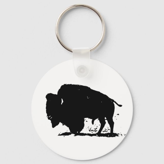 Porte-clés Black & White Buffalo Silhouette (Recto)