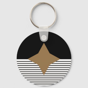 Porte-clés Black White Colorblock & Brown Diamond