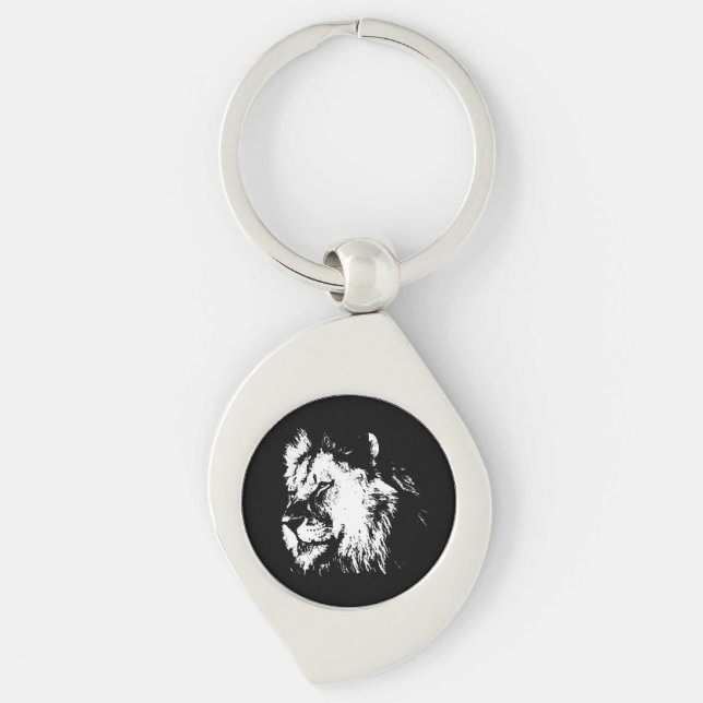 Porte-clés Black White Lion - Animal Pop Art (Devant)