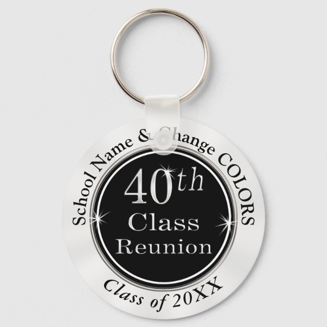 Porte-clés Black White Personalized 40th Class Reunion Gifts (Recto)