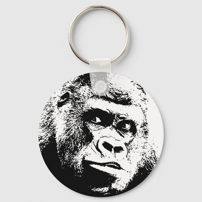 Porte-clés Black White Pop Art Gorilla (Recto)