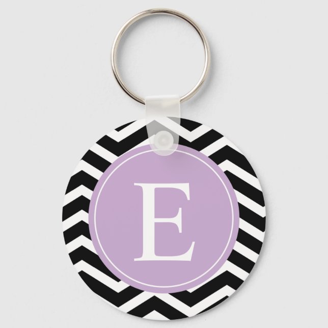 Porte-clés Black White Purple Chevron Custom (Recto)