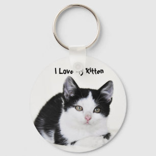 Porte-clés Black White Thoughtful Kitten Keychains