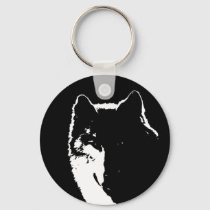 Porte-clés Black & White Wolf