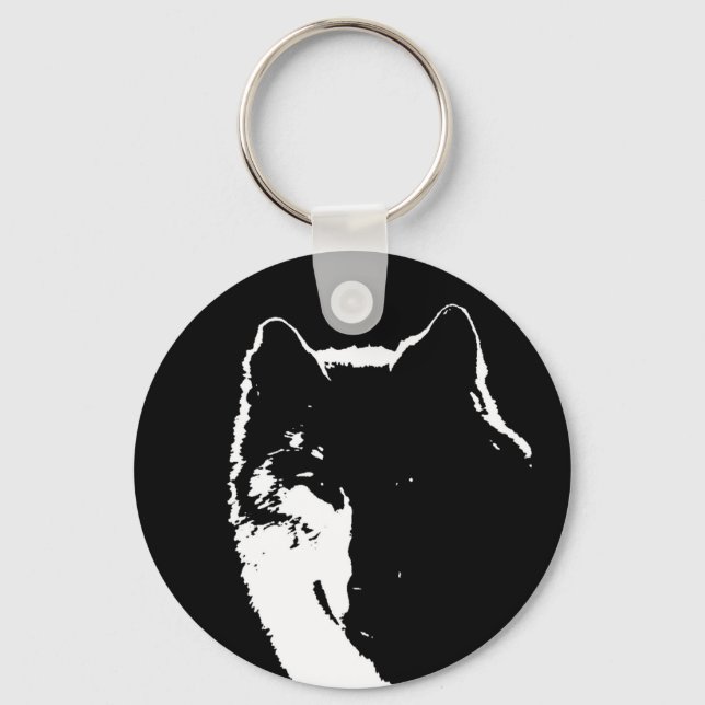 Porte-clés Black & White Wolf (Recto)