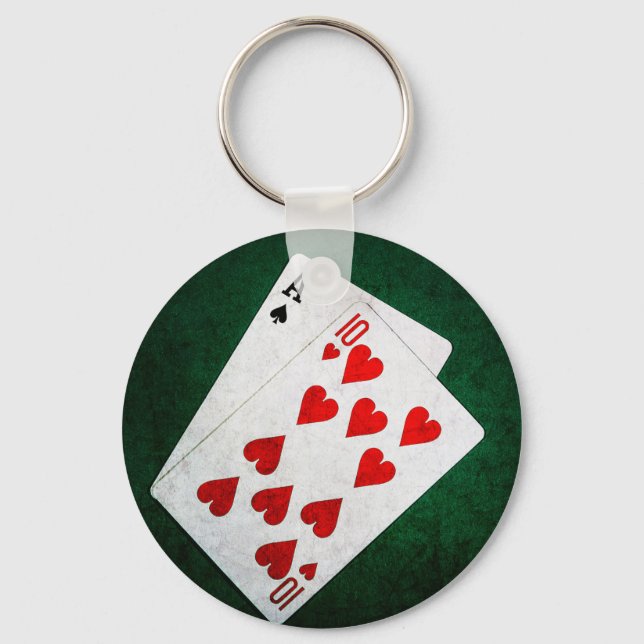 Porte-clés Blackjack 21 point - As, Ten (Recto)