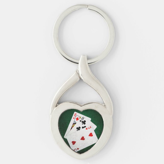 Porte-clés Blackjack 21 point - Roi, Huit, Trois (Devant)