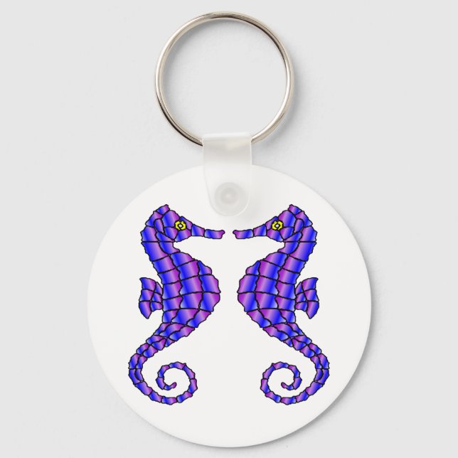 Porte-clés Blanc 2 hippocampes (Recto)