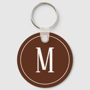 Porte-clés Blanc de monogramme sur le porte - clé Brown