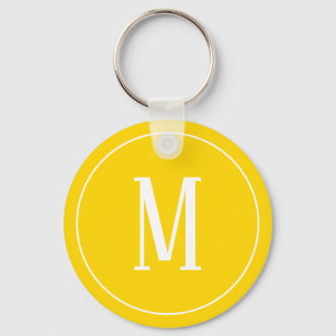 Porte-clés Blanc de monogramme sur le porte - clé jaune d'or