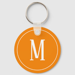 Porte-clés Blanc de monogramme sur le porte - clé orange