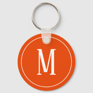 Porte-clés Blanc de monogramme sur le porte - clé orange