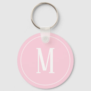 Porte-clés Blanc de monogramme sur le porte - clé rose-clair