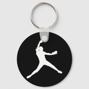 Porte-clés Blanc de porte - clé de silhouette de Fastpitch