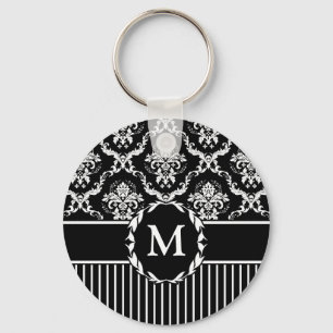 Porte-clés Blanc élégant sur la damassé noire