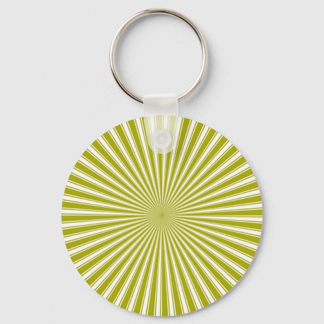 Porte-clés Blanc et Lime Funky rayé Art Abstrait rayé (Recto)