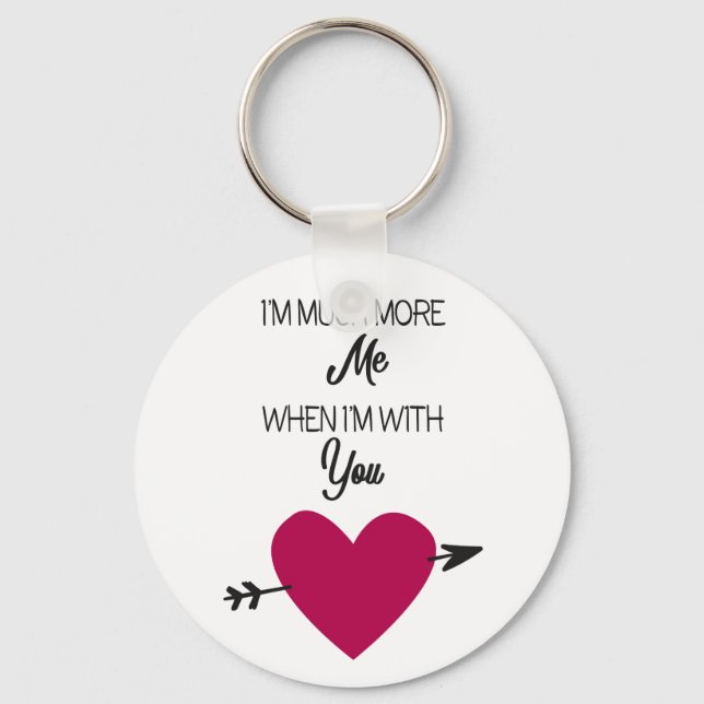 Porte-clés Blanc romantique élégant avec cœur rose (Recto)
