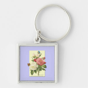Porte-clés Blanc rose Vintage Roses botaniques