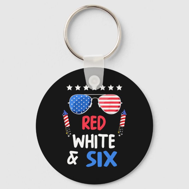 Porte-clés Blanc Rouge Et Six Ans 4 juillet Indepen (Recto)