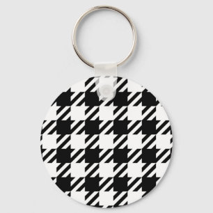 Porte-clés Blanc sur noir motif Houndstooth