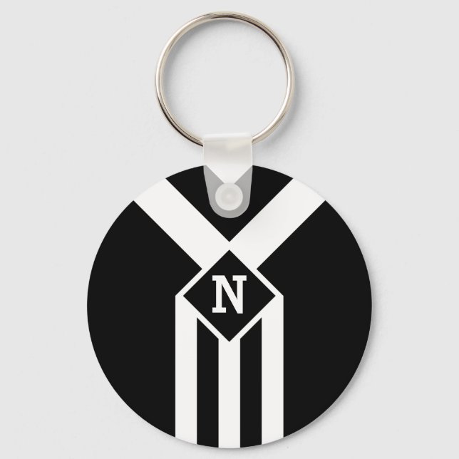 Porte-clés Blancs et Chevrons sur Noir avec Monogramme (Recto)
