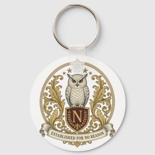 Porte-clés Blason de hibou héraldique vintage (Recto)