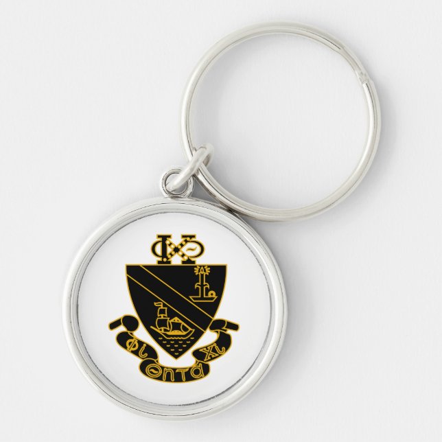 Porte-clés Blason de Phi Chi Theta | Or et Noir (Devant)