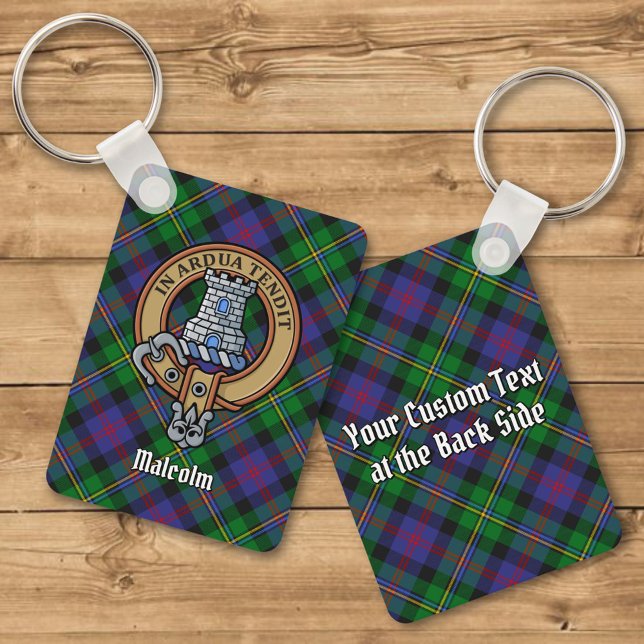 Porte-clés Blason du clan Malcolm sur tartan (Créateur téléchargé)