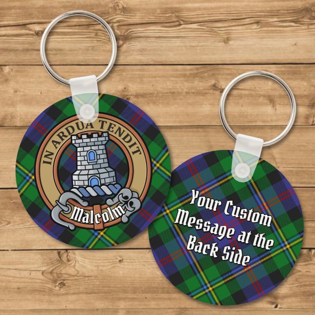 Porte-clés Blason du clan Malcolm sur tartan (Créateur téléchargé)