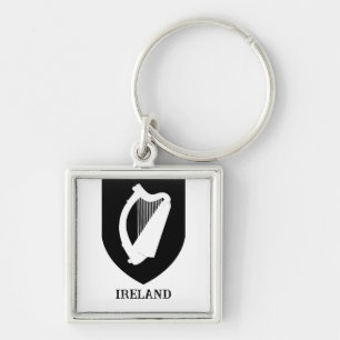 Porte-clés Blason Irlandais Art Minimaliste Noir & Blanc