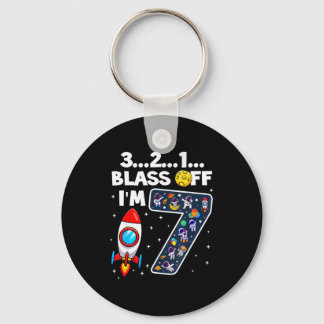 Porte-clés Blast Off I'm 7 Years Old 7th Birthday Spaceship A