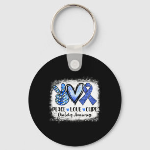 Porte-clés Bleached Peace Love Cure Grey Blue Ribbon Diabète