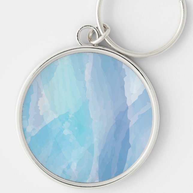 Porte-clés Bleu, abstrait, cool couleur de l'eau brosse art (Devant)