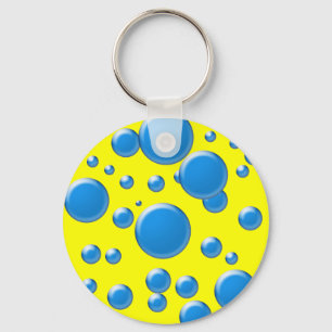 Porte-clés Bleu arrondi sur jaune